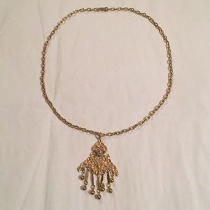 Stylish Golden Pendant with Long Necklace